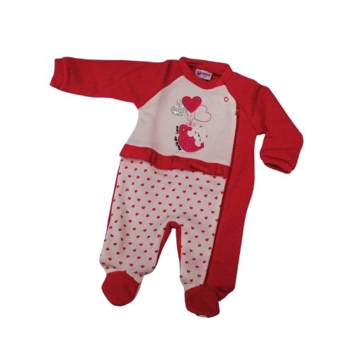 Pigiama neonata felpato – fantasia cuori