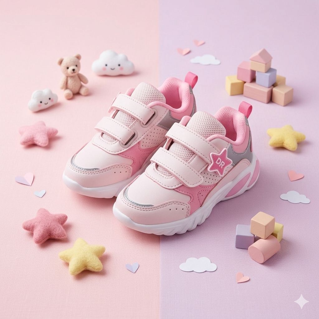 Sneakers Bambina Rosa con Strappo | Scarpe da Ginnastica Comode per Scuola e Gioco