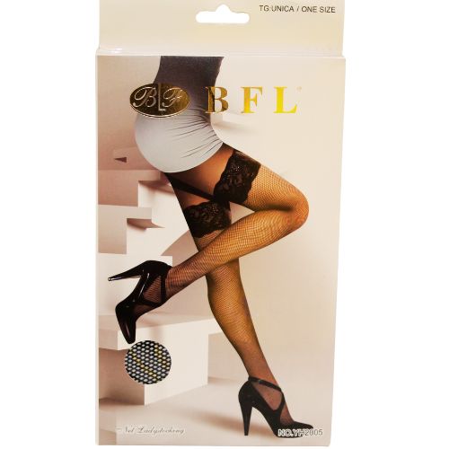 Calze autoreggenti a rete BFL – Nero | Taglia Unica