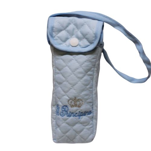 Portabiberon termico trapuntato azzurro con tracolla