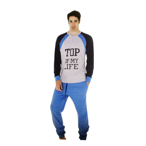 Pigiama uomo ARIS in caldo cotone con stampa – Blu