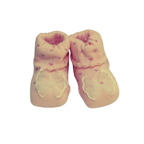 Scarpine Neonata in Filo Rosa con Applicazione Farfalla