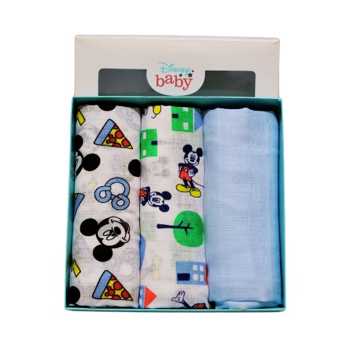 Set 3 mussole Disney Baby neonato con fantasia Mickey