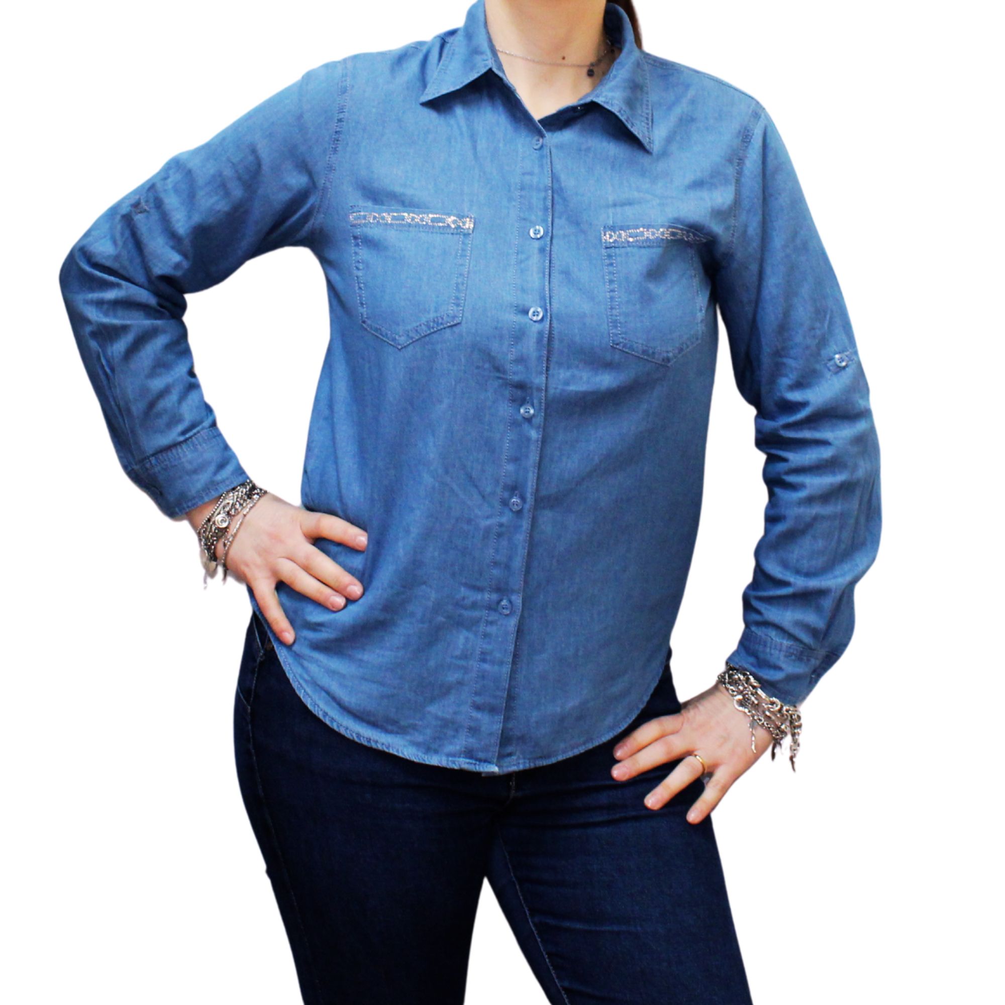 Camicia donna in denim leggero – stile casual elegante