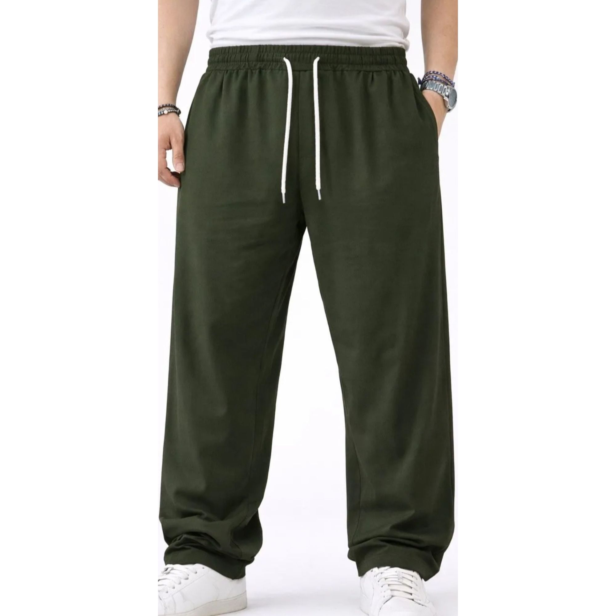 Joggers Wide-Leg Verde Bosco | Pantaloni Sportivi Uomo Minimal