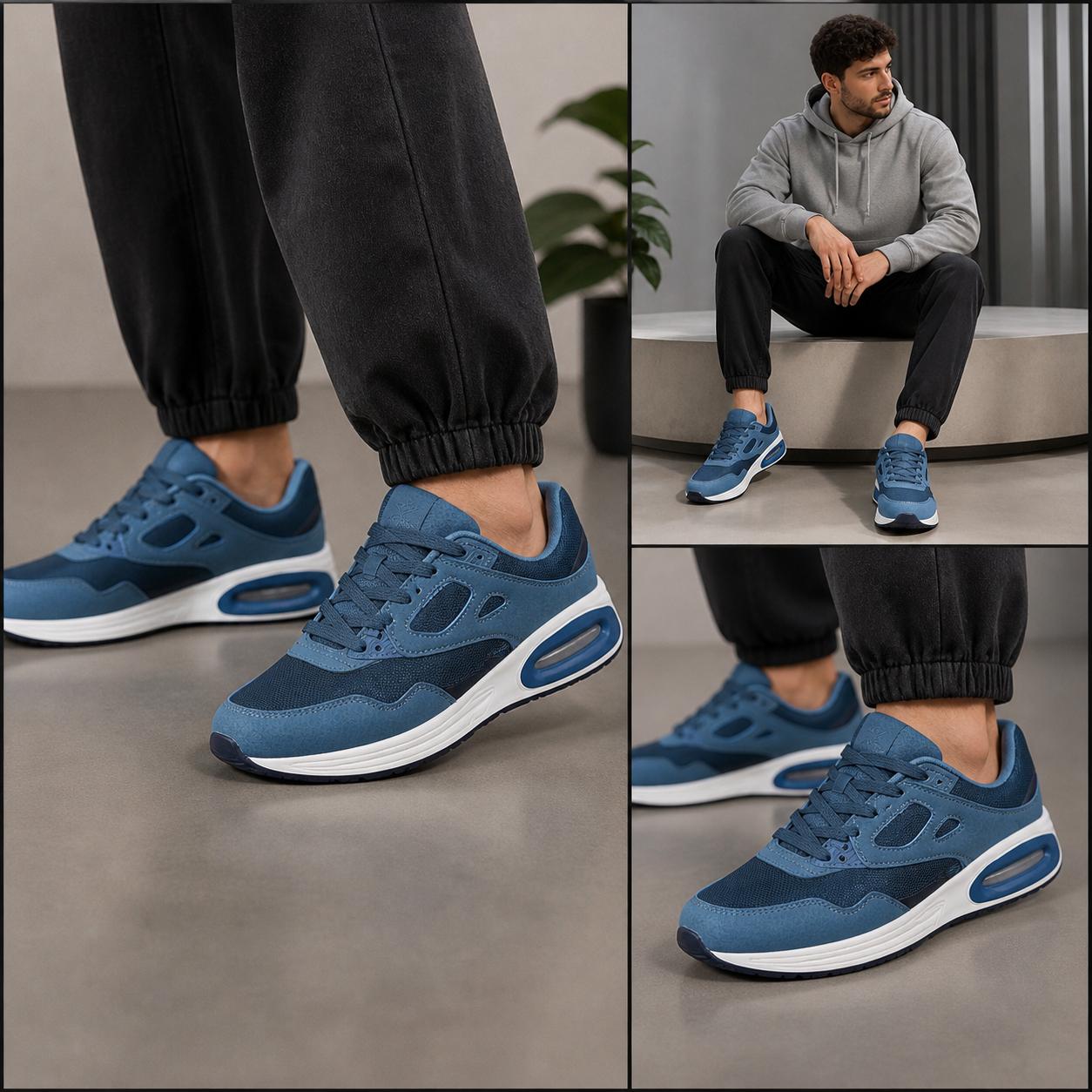 Sneaker Uomo Sportive con Cuscinetto d’Aria – Sfumature di Blu