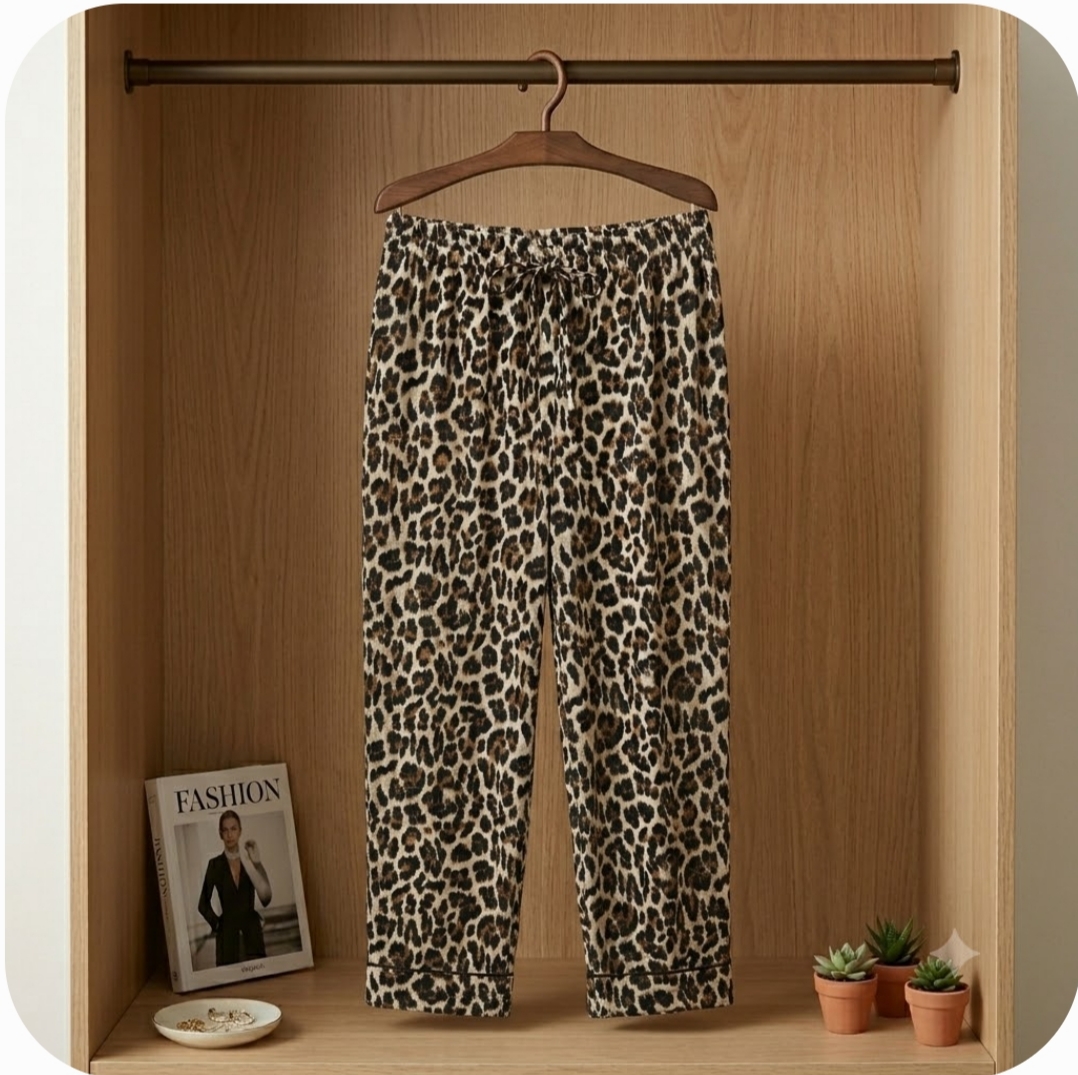 Pantaloni a Palazzo Donna Animalier – Pantalone Fluido Maculato con Vita Elastica e Coulisse