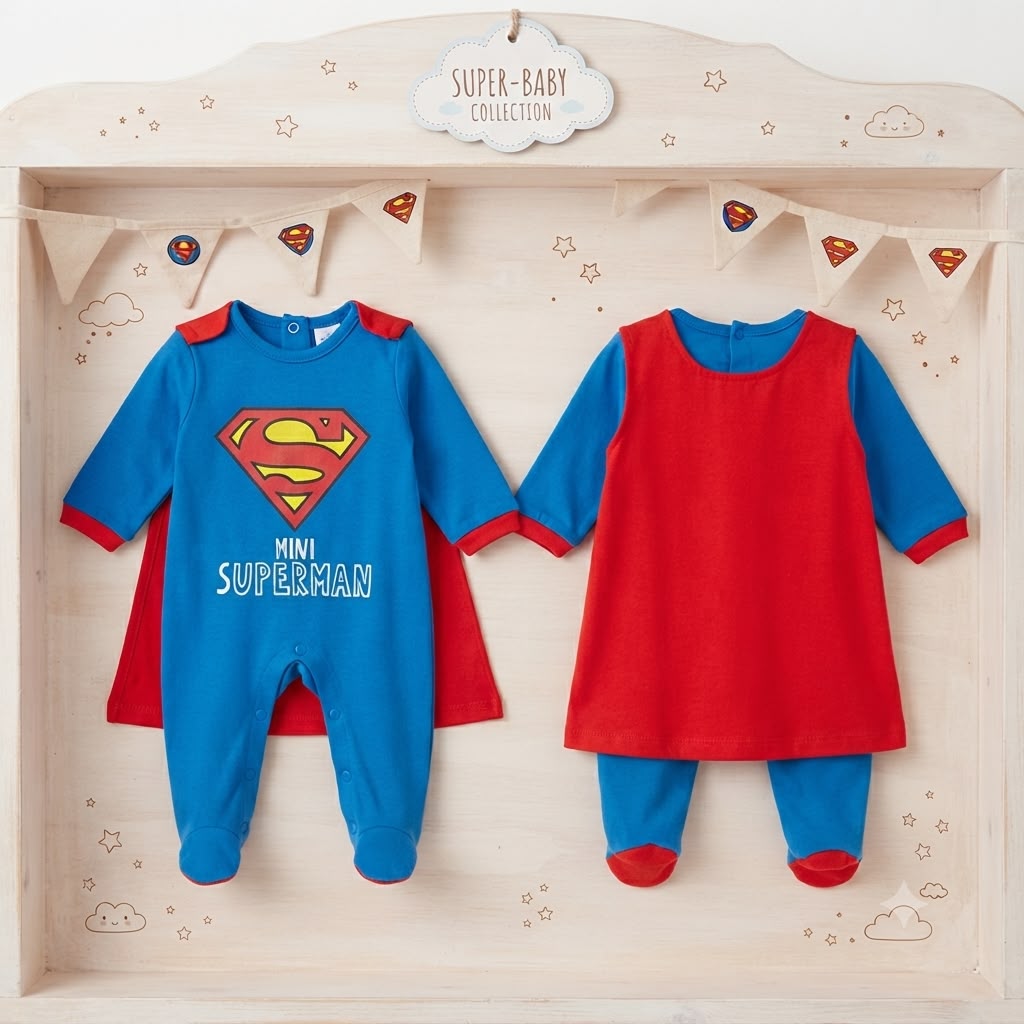 Tutina Neonato Superman con Mantello Staccabile