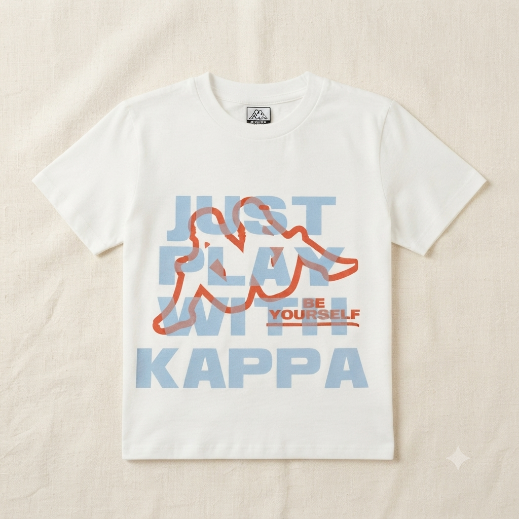 T-Shirt Kappa Bianca da Bambino/Ragazzo con Grafica “Just Play With Kappa”
